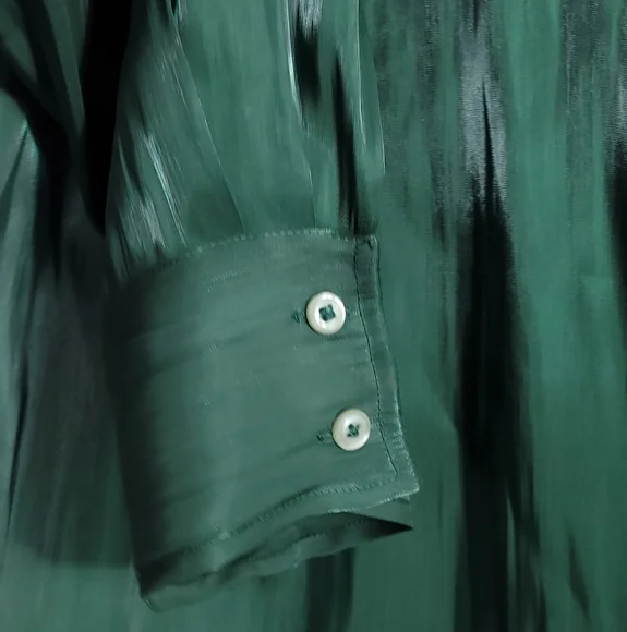 Anthropologie Silky Iridescent Buttondown Shirt Size Extra Large - Picture 8 of 14